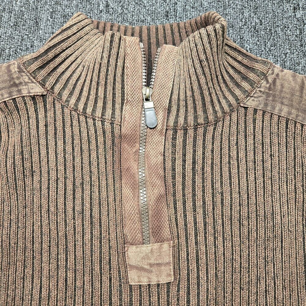 Brave Soul Sweater Mens M Brown 1/4 Zip Heavy Knit Pullover Thick Winter Warm
